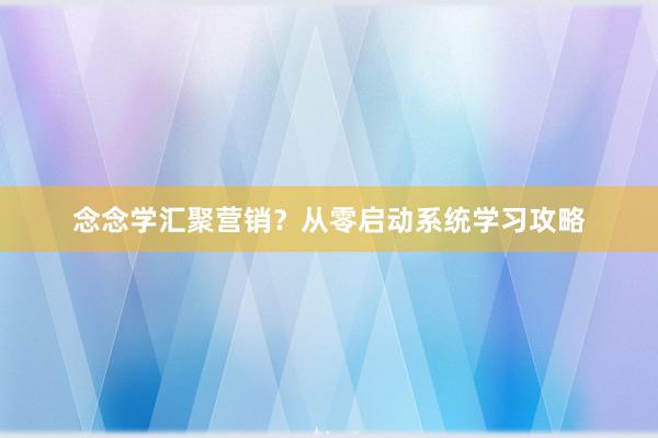 念念学汇聚营销？从零启动系统学习攻略